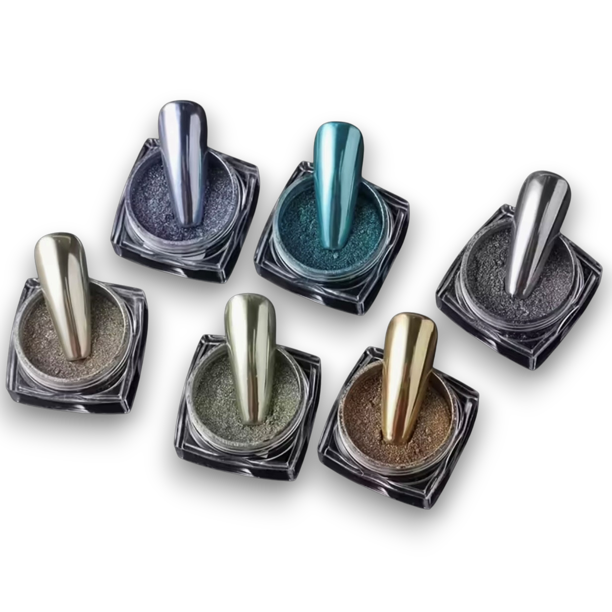 Ensemble de 6 poudres à paillettes pour ongles 02