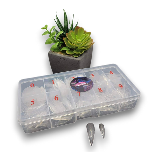 Faux ongles en acryliques transparents bombés pointus (500pcs)