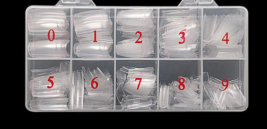 Faux ongles en acryliques transparents avec demi-coque (500pcs)